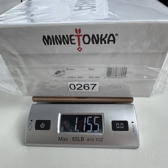 NWB Minnetonka Desi Fringe Suede Ankle Strap Wedge Sandal Brown Women's Size 9M - Picture 15 of 15